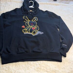 Men's Black Crewneck Sweatshirt with Bunny Patch